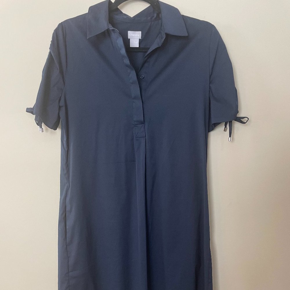 Navy Blue Short Sleeve Collared Chico's Dress Size 0